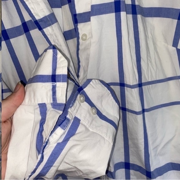 Lane Bryant White & Blue Plaid Button Down - Picture 4 of 5
